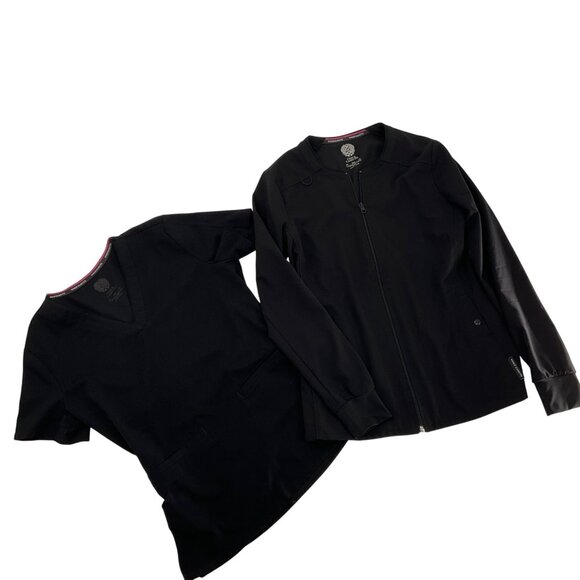 Vince Camuto  Womens Black Scrub Jacket & Top Set XS Polyester/Spandex Blend - Picture 1 of 16